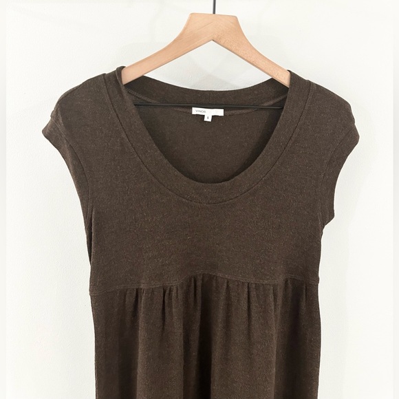 Vince Short Sleeve Bubble Hem Sweater Dress Brown Size Small - Picture 2 of 5